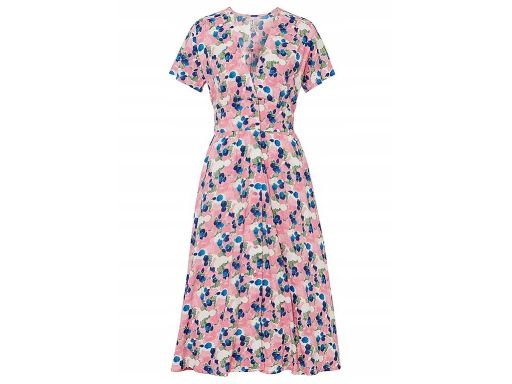 B.P.C sukienka różowa w kolorowe wzory midi 44.