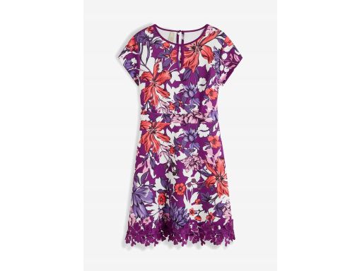 B.P.C sukienka fioletowa w kwiaty z koronką ^36/38