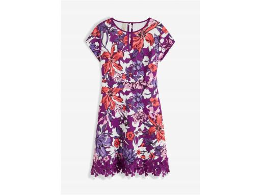 B.P.C sukienka fioletowa w kwiaty z koronką ^36/38