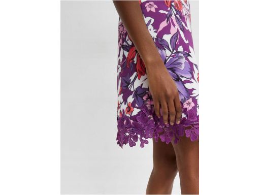 B.P.C sukienka fioletowa w kwiaty z koronką ^36/38