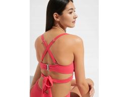 B.P.C bikini bustier wiązane różowe z figami r.42