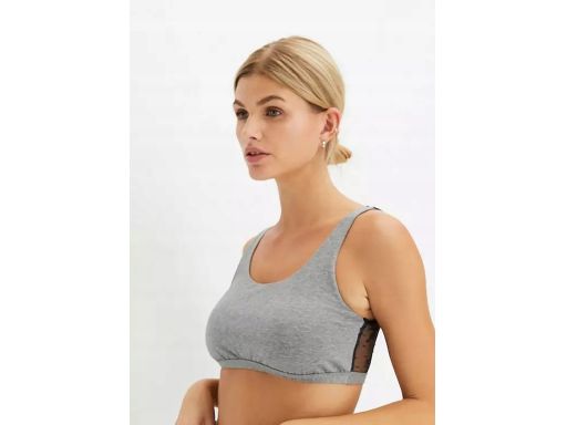 B.P.C biustonosz sportowy bustier szary z koronką 44/46.