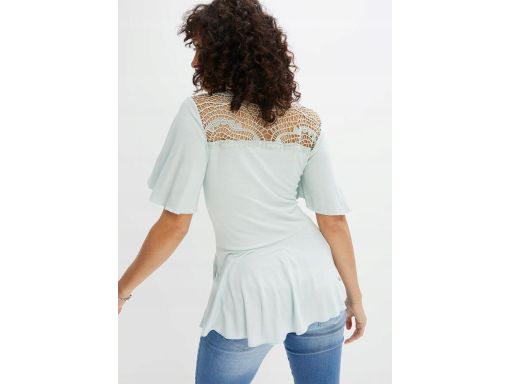 B.P.C bluzka miętowa z koronką z baskinką ^36/38