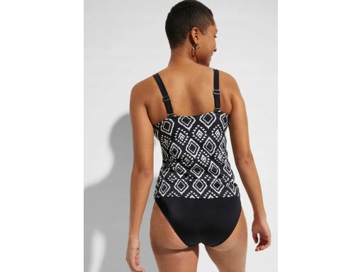 B.P.C czarne tankini w białe wzory z figami 48.