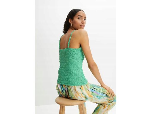 B.P.C zielony top z krepy marszczony 44/46.