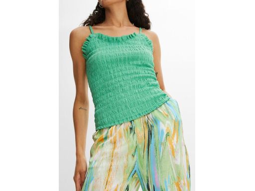 B.P.C zielony top z krepy marszczony 44/46.