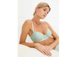 B.P.C biustonosz miękki na fiszbinie miętowo pistacjowy koronkowy r.75