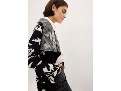 B.P.C czarno-śmietankowy kardigan we wzory r.40/42