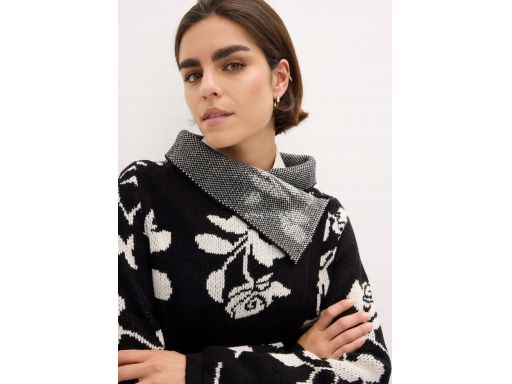B.P.C czarno-śmietankowy kardigan we wzory r.40/42