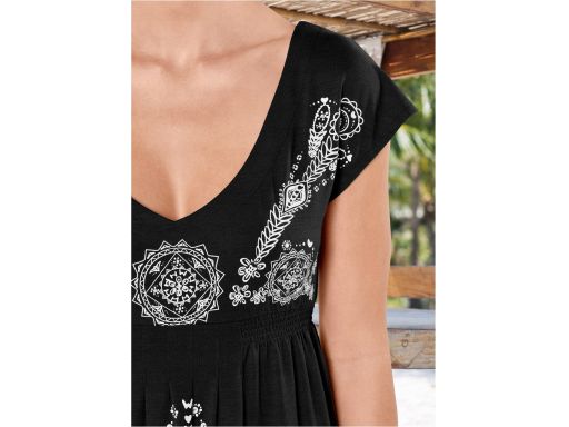 B.P.C sukienka plażowa czarna z białym wzorem ^40/42