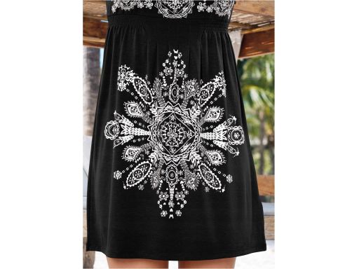 B.P.C sukienka plażowa czarna z białym wzorem ^40/42