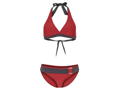 B.P.C bikini z wiązaniem na szyi i figami z paskiem bordowo-szare 38.