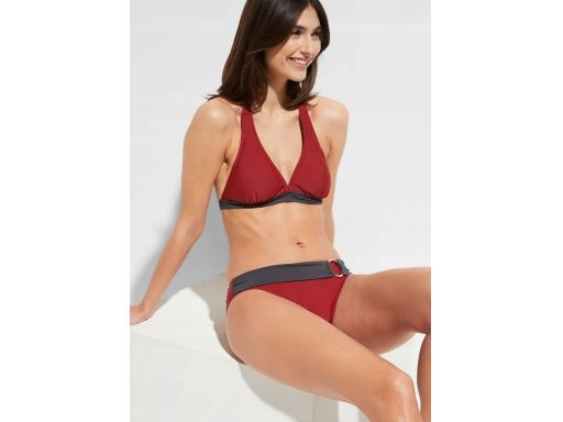 B.P.C bikini z wiązaniem na szyi i figami z paskiem bordowo-szare 38.
