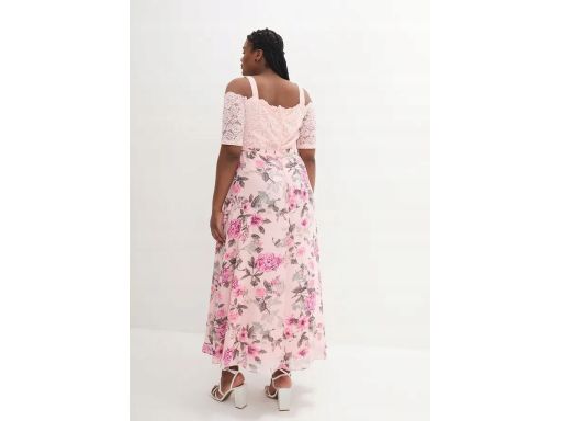 B.P.C sukienka różowa z koronką i dołem w kwiaty 36.