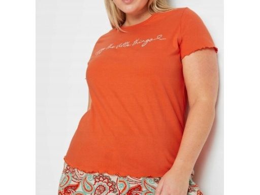 B.P.C t-shirt pomarańczowy z białym napisem r.44/46