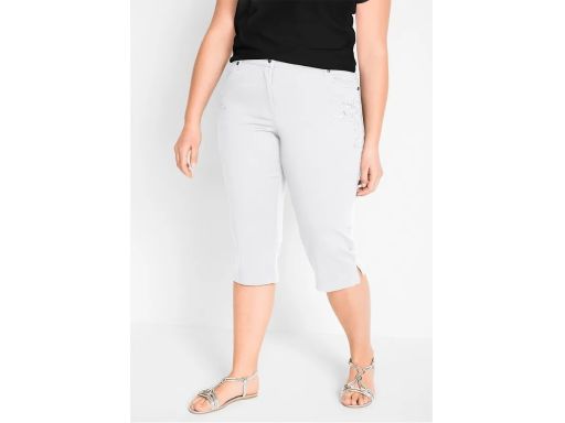 B.P.C spodnie jeansy 3/4 białe z haftem ^42