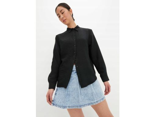 B.P.C damska koszula czarna w optyce lnu ^44