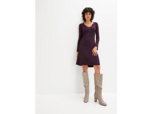 B.P.C śliwkowa dzianinowa sukienka prążek 40/42.