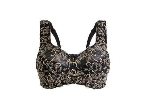 B.P.C biustonosz odciążający bez fiszbin czarny ze złotym haftem 110C.