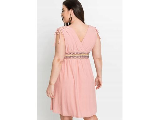 B.P.C różowa sukienka z dekoracyjnym przeszyciem w pasie r.48/50