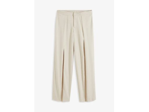 B.P.C spodnie szeroka nogawka jasny beż z zakładkami w talii ^40