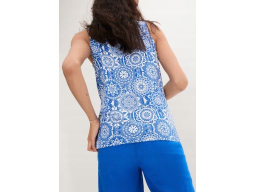 B.P.C bluzka top z lejącym dekoltem niebieska we wzory ^52/54