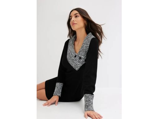 B.P.C sukienka dzianinowa z szalowym kołnierzem ^36/38