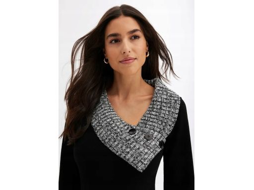 B.P.C sukienka dzianinowa z szalowym kołnierzem ^36/38