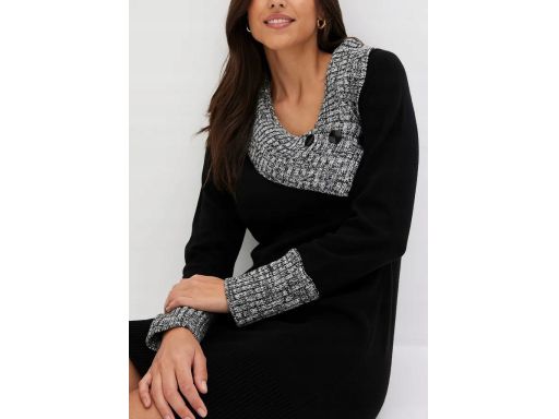 B.P.C sukienka dzianinowa z szalowym kołnierzem ^36/38