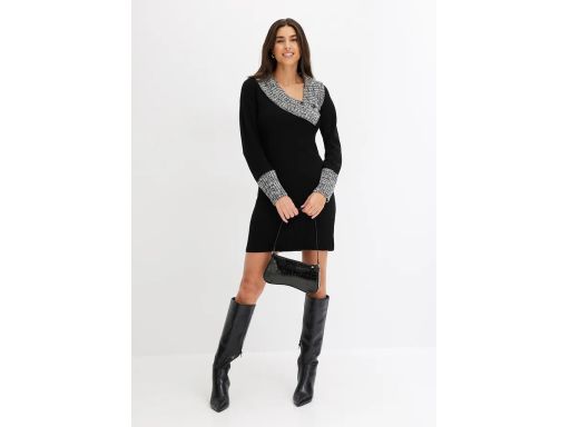 B.P.C sukienka dzianinowa z szalowym kołnierzem ^36/38