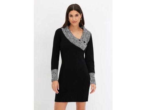 B.P.C sukienka dzianinowa z szalowym kołnierzem ^36/38