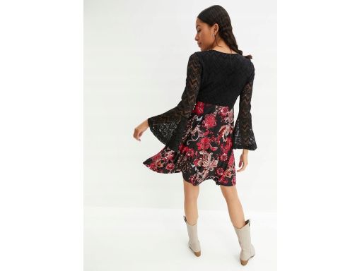 B.P.C sukienka z koronką czarna we wzory r.36/38