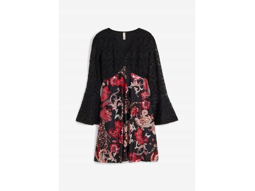 B.P.C sukienka z koronką czarna we wzory r.36/38
