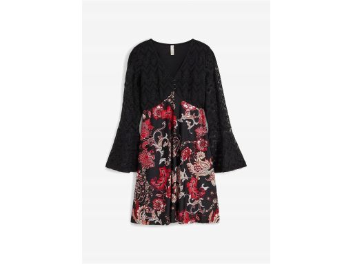 B.P.C sukienka z koronką czarna we wzory r.36/38