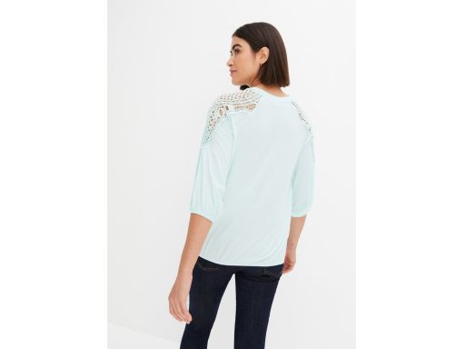 B.P.C turkusowa bluzka boho z koronką 40/42.