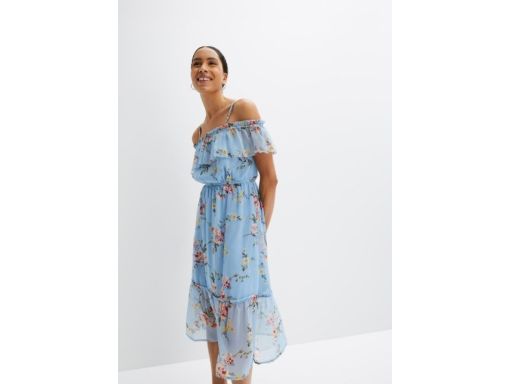 B.P.C sukienka błękitna z nadrukiem midi 40.