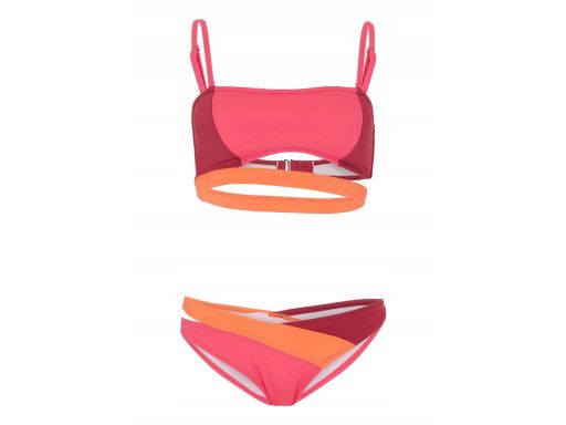 B.P.C bikini różowo-pomarańczowe bandeau z figami ^44