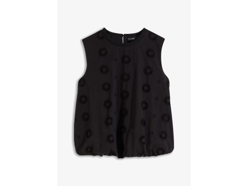 B.P.C top czarny z haftem ażurowym bawełniany r.42