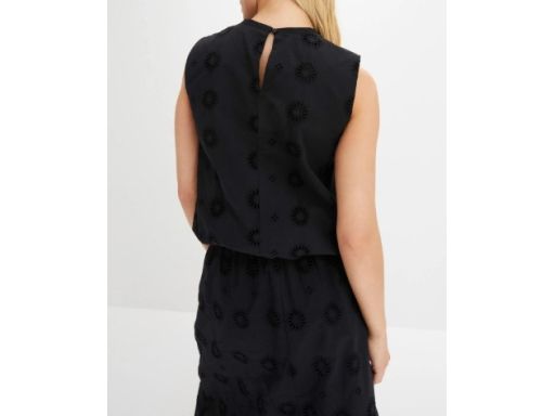 B.P.C top czarny z haftem ażurowym bawełniany r.42