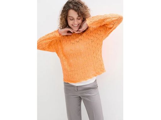 B.P.C sweter pomarańczowy ażurowy z lnem r.44/46