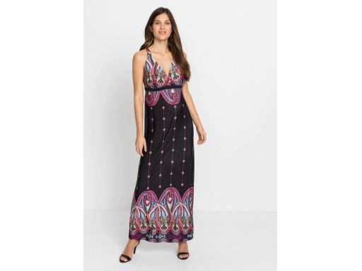 AG4323 sukienka maxi odkryte plecy nadruk 36/38.