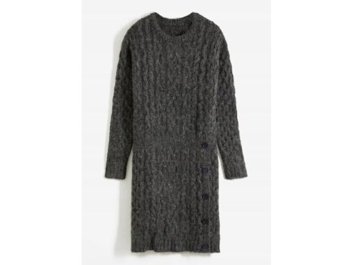 B.P.C sukienka dzianinowa szara z guzikami 44/46.