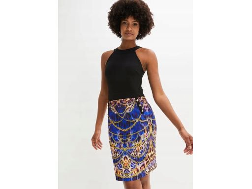 B.P.C sukienka ołówkowa czarna z kolorowym dołem ^40/42