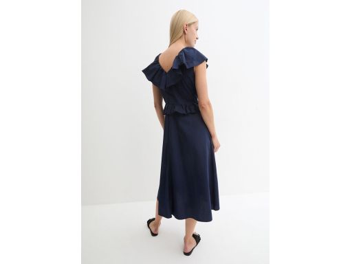B.P.C granatowa sukienka midi z falbanami ^46