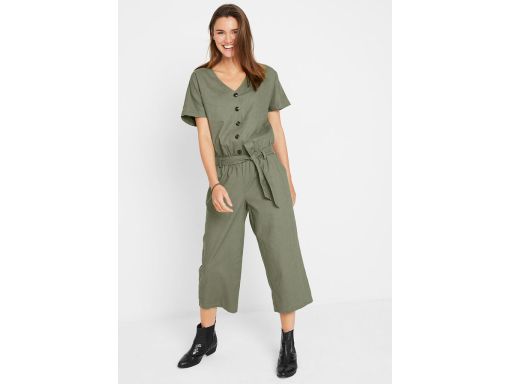 B.P.C kombinezon lniany khaki nogawka 3/4 ^54