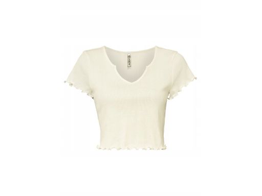 B.P.C t-shirt damski prążek ecru krótki 40/42.