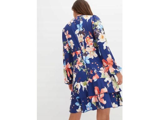 B.P.C sukienka w kwiaty granatowa 36/38.
