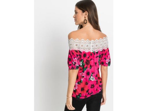 B.P.C bluzka carmen nadruk z koronką r.36/38