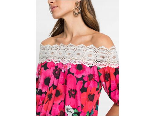 B.P.C bluzka carmen nadruk z koronką r.36/38