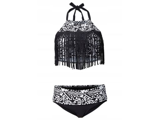 B.P.C bikini czarno-białe z frędzlami 36.